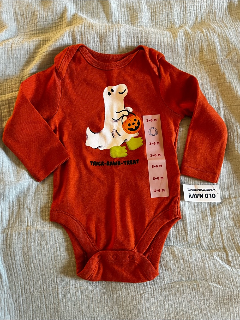 Old Navy Orange Long-Sleeve Halloween Ghost Bodysuit